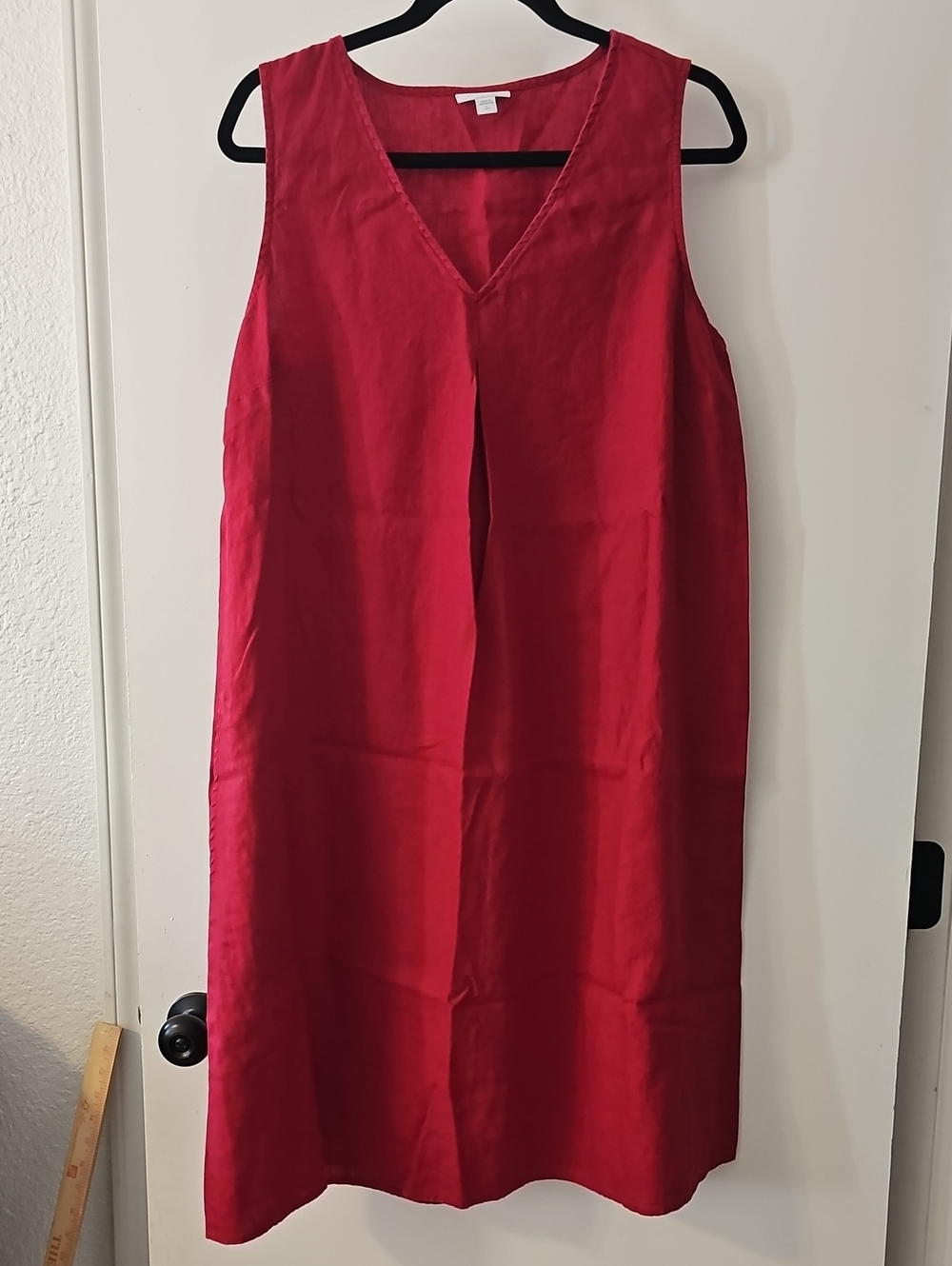 J Jill Love Linen Berry Pleated Sleeveless Maxi Dress size Large TALL